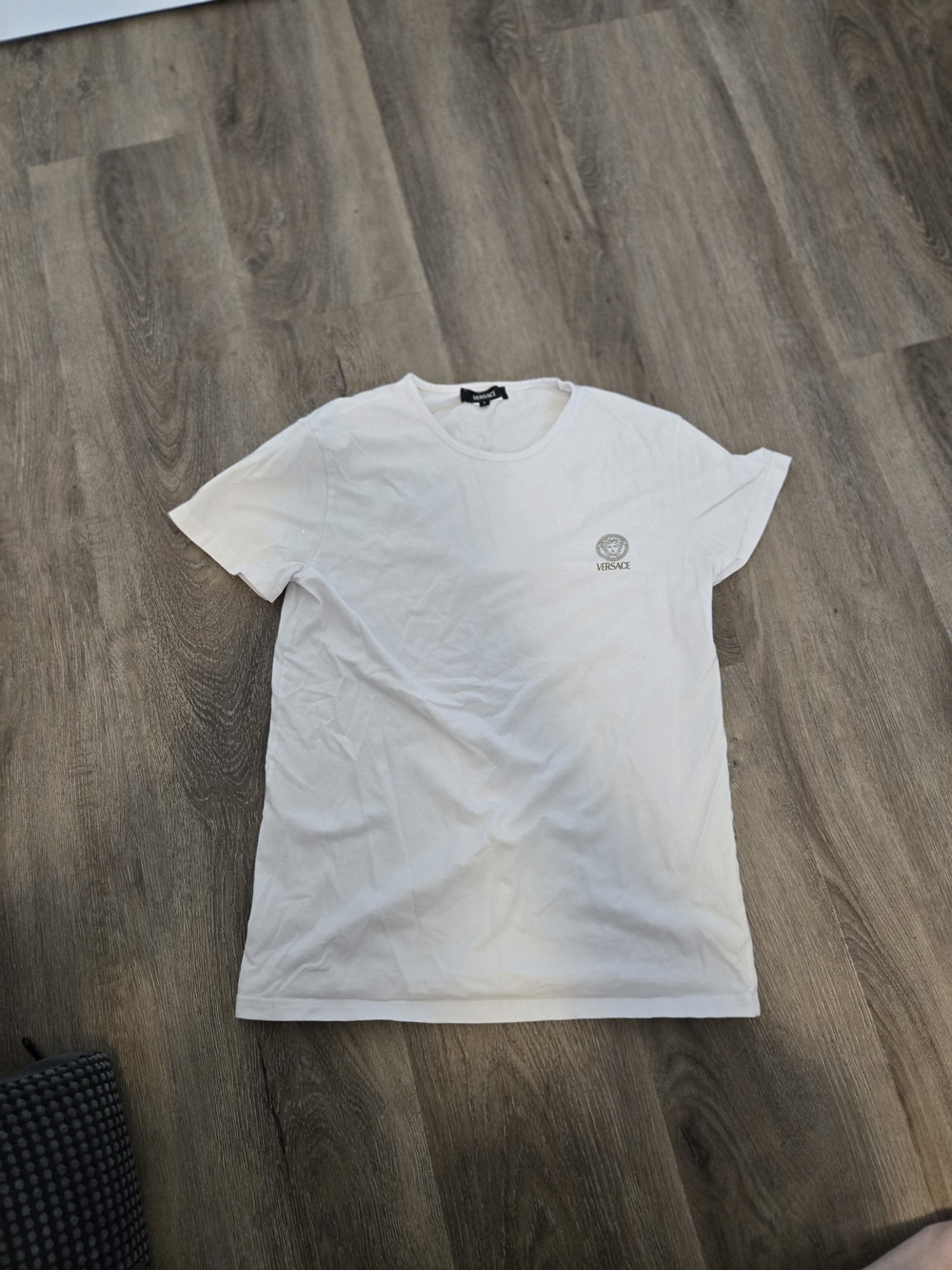 Versace White Crew Neck T-Shirt with Minimal Logo